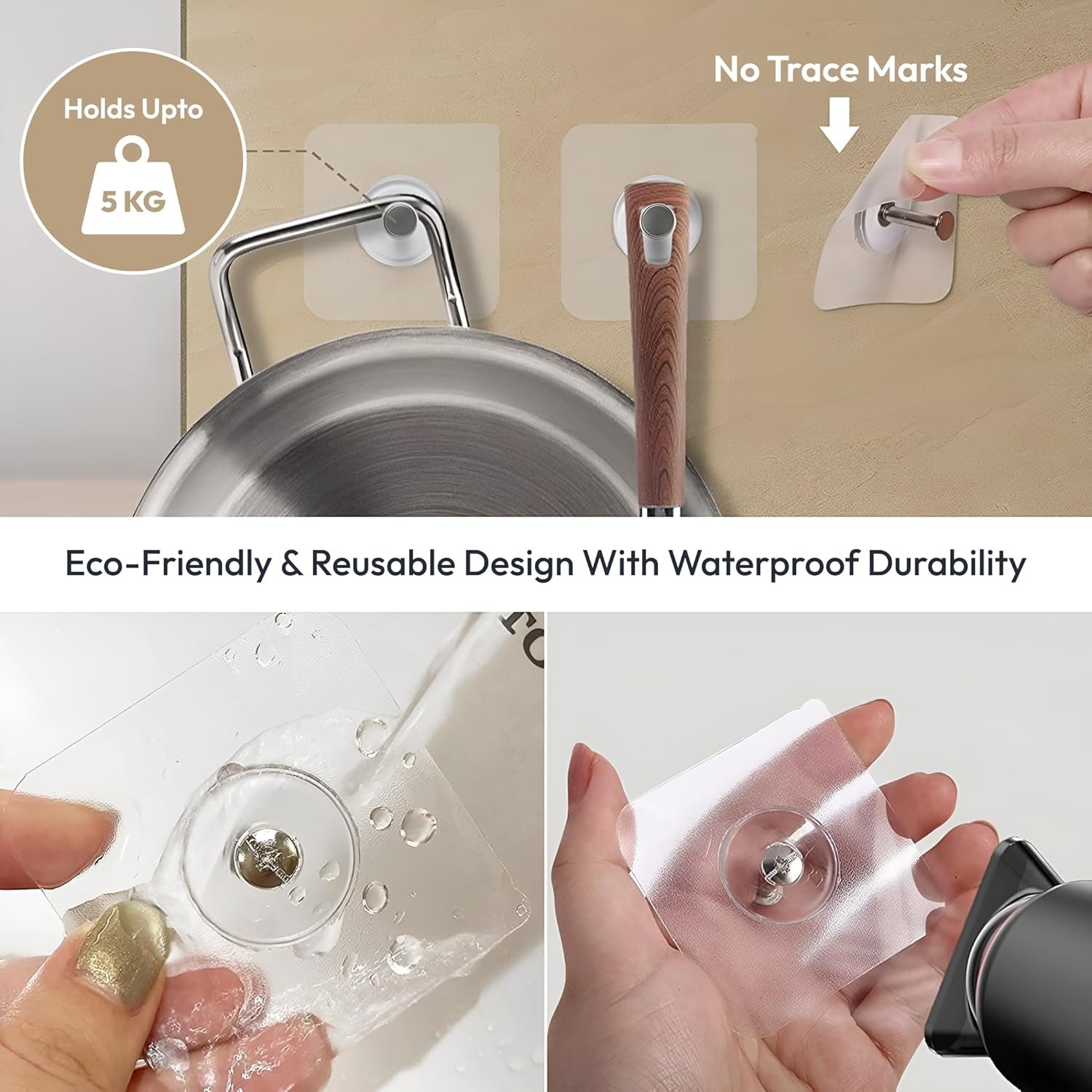 Novique Self-Adhesive Photo Frame Hooks | No-Drill | Transparent + Steel | Pack of 20 - Image 6