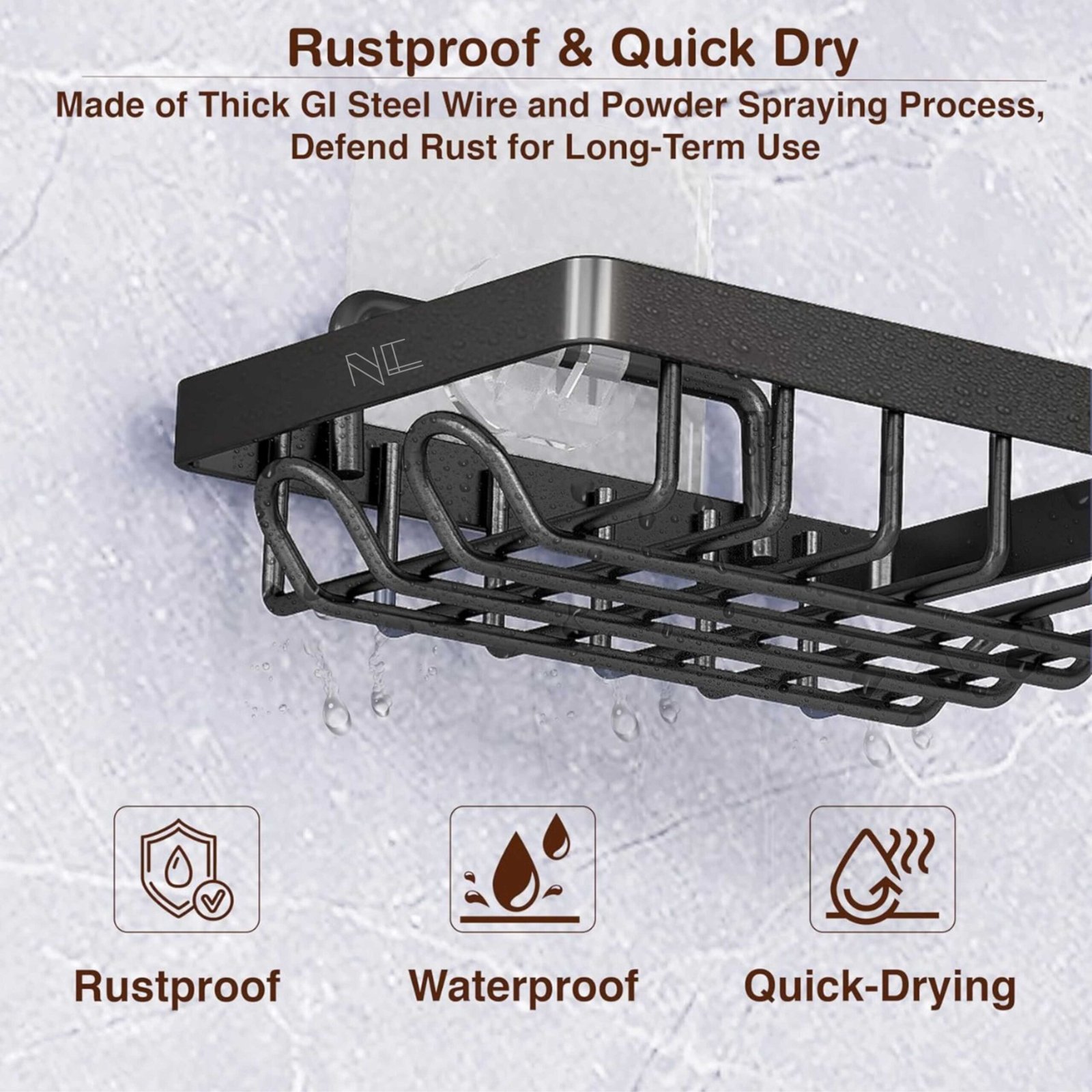 Novique Steel Soap Dish | Self-Adhesive | Rust-Proof | Pack of 2 – Jet Black - Image 4
