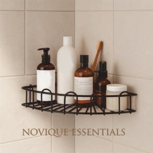 Black Metal Corner Shelf for Bathroom ( PACK OF 2 ) | Wall-Mounted Corner  Caddy | No Drill Adhesive | Novique Essentials