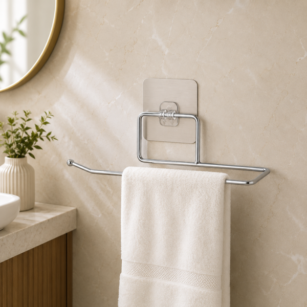 Novique Essentials Premium Adhesive Stainless Steel Tower Holder For Bathroom | No Drill Wall Mounted Towel Rack