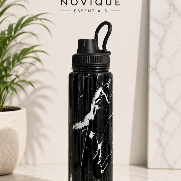 Novique Essentials Imperial Black 1L Stainless Steel Insulated Water Bottle