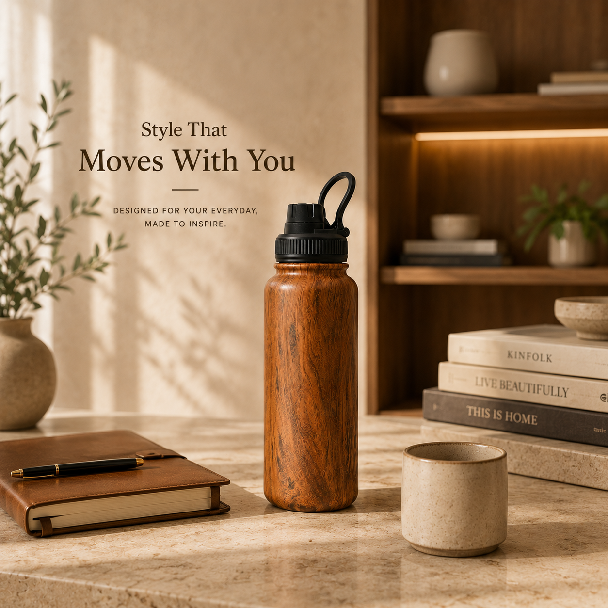 Novique Essentials Royal Walnut 1L Stainless Steel Insulated Water Bottle - Image 6