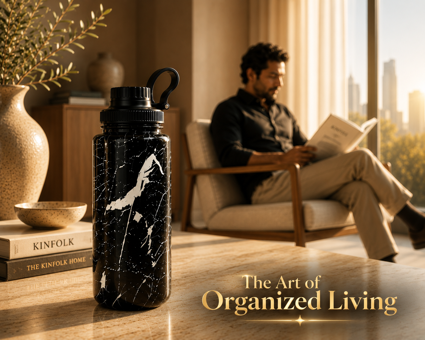 Novique Essentials Imperial Black 1L Stainless Steel Insulated Water Bottle - Image 5